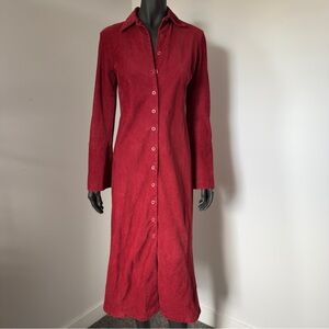 Cotton Ginny Red Corduroy Button Front Midi Dress Size 5